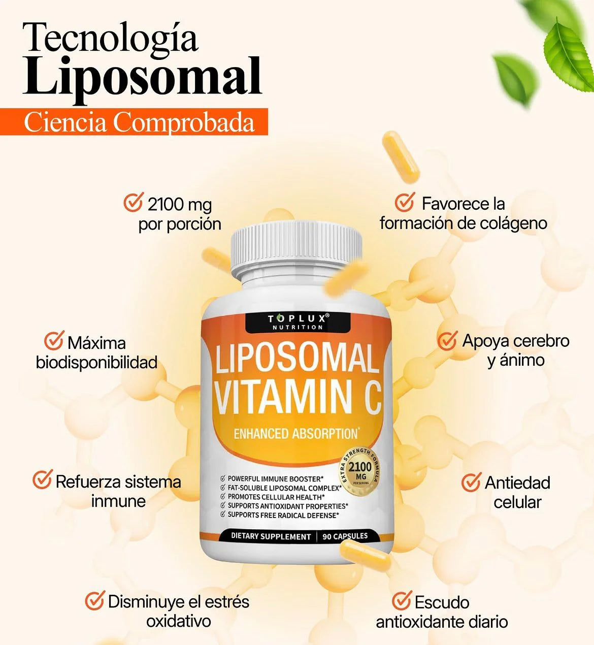 50%OFF LIPOSOMAL VITAMIN C™ + E-BOOK🎁 :Alta absorción Energía, defensas y circulación para mujeres +40