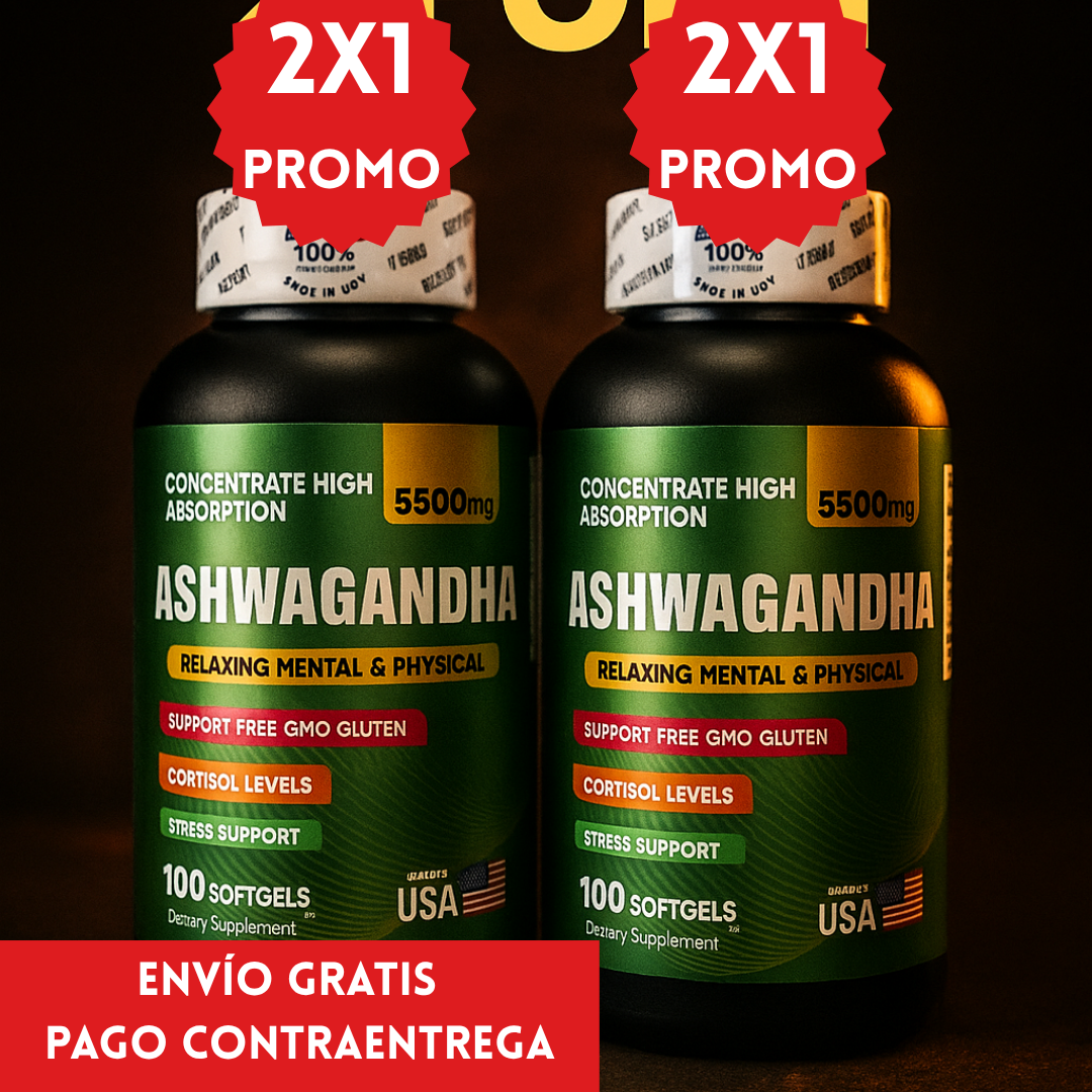 Oferta Especial 2x1: Ashawagandha™, reduce la ansiedad, el estrés y mejora la calidad del sueño.