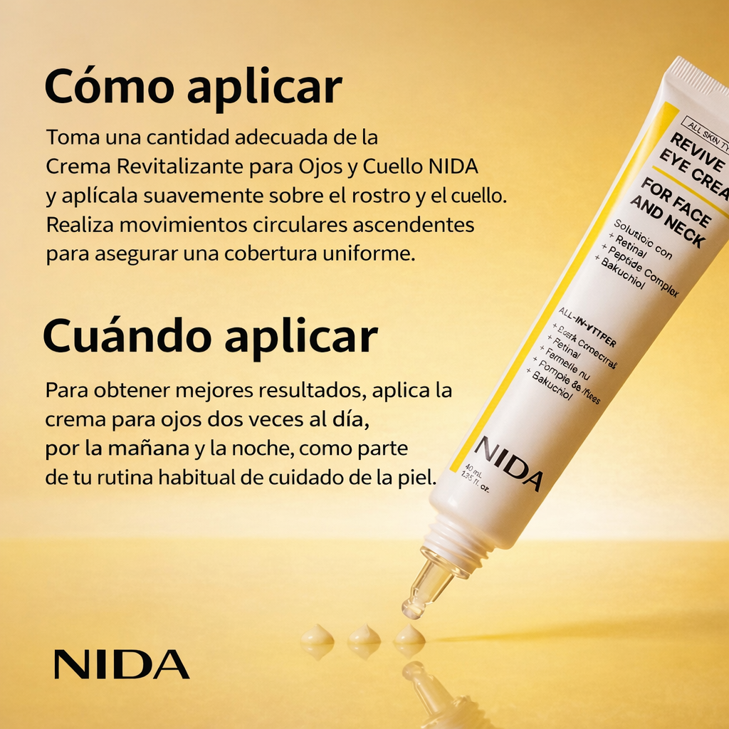 50%OFF NIDA REVIVE™: Crema Rejuvenecedora para Cara ,Ojos y Cuello con Efecto Luminoso y Antiedad