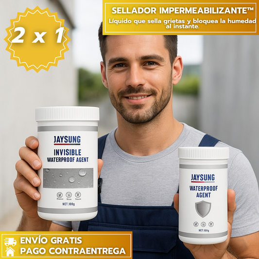 SELLADOR IMPERMEABILIZANTE™:Líquido que sella grietas y bloquea la humedad al instante.