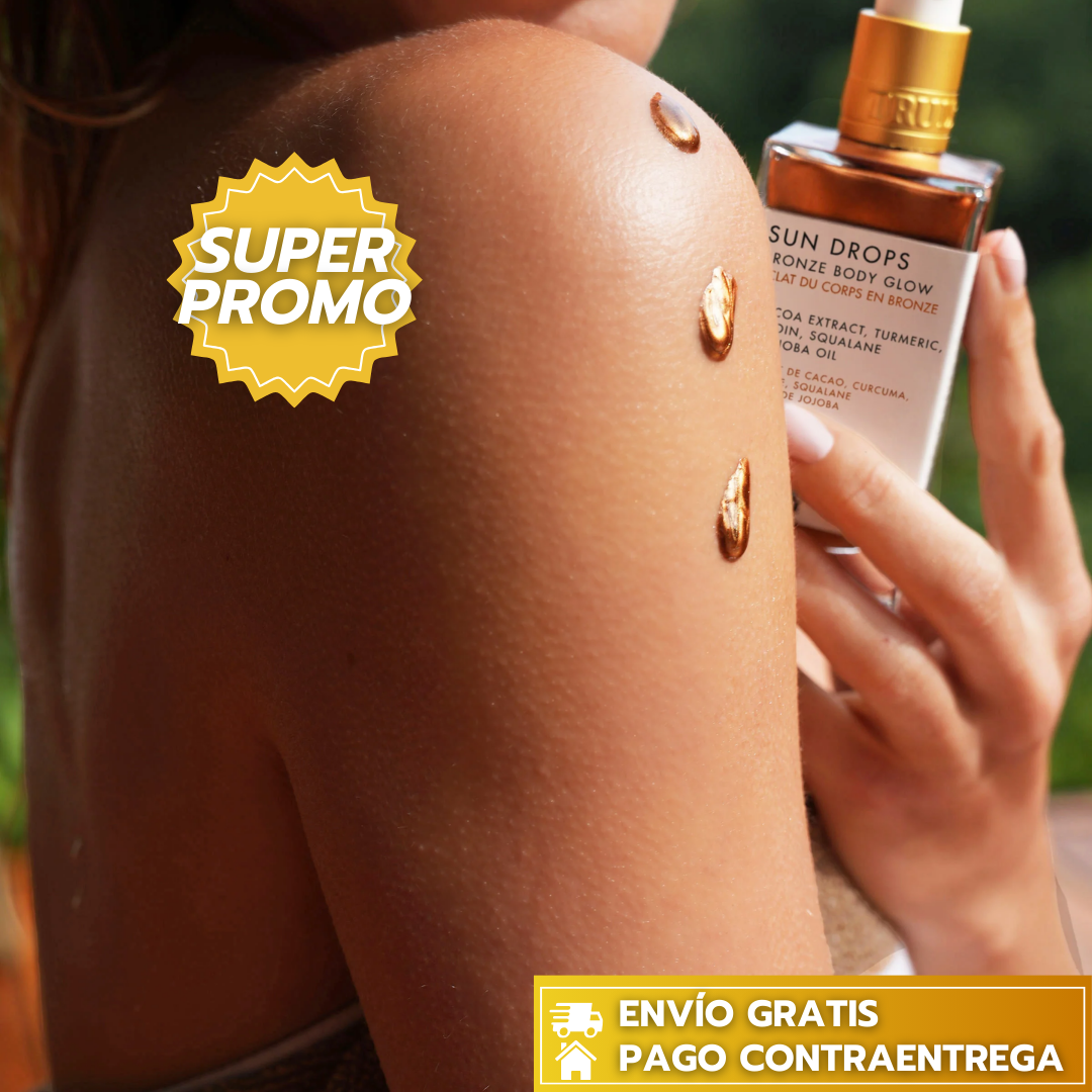 Truly Sun Drops Bronze Body Glow™: Brillo corporal hidratante que deja la piel suave, luminosa y radiante con un acabado sedoso.