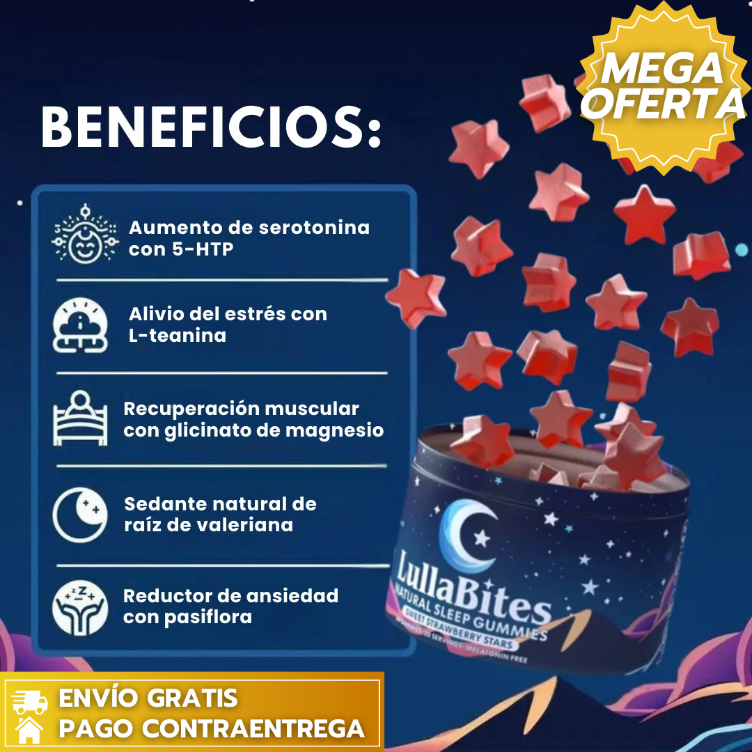 LULLABITES™: Gomitas Naturales que Relajan y Ayudan a Conciliar un Sueño Profundo y Reparador.