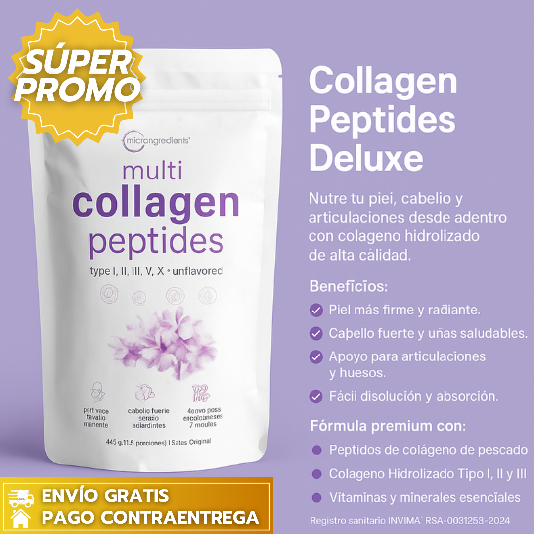 Multi Collagen Peptides™:Nutre tu piel, cabello y articulaciones con colágeno hidrolizado