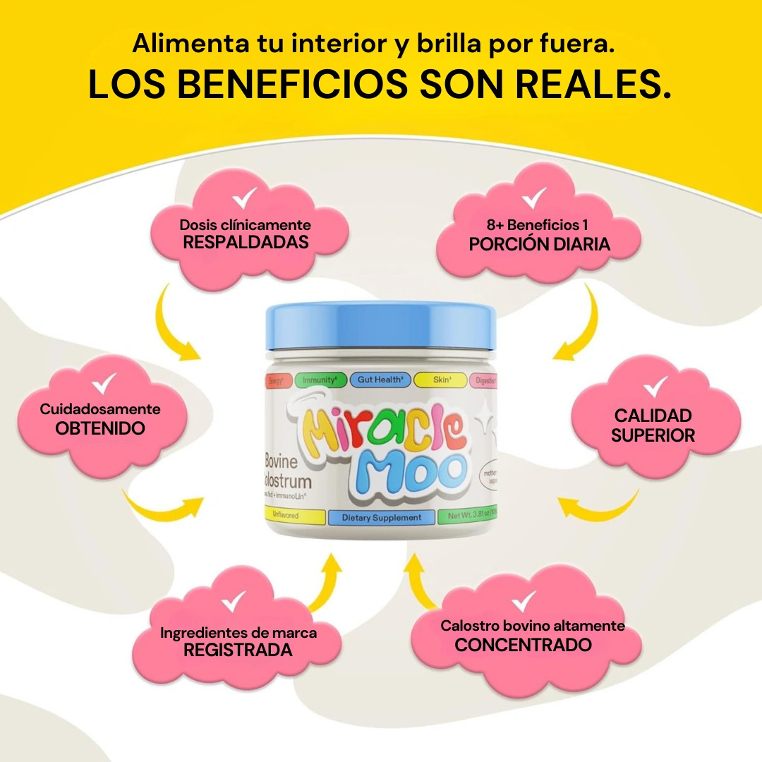50%OFF  MIRACLE MOO™: Suplemento en Polvo que Refuerza Defensas, Mejora la Digestión y Realza tu Vitalidad Natural.