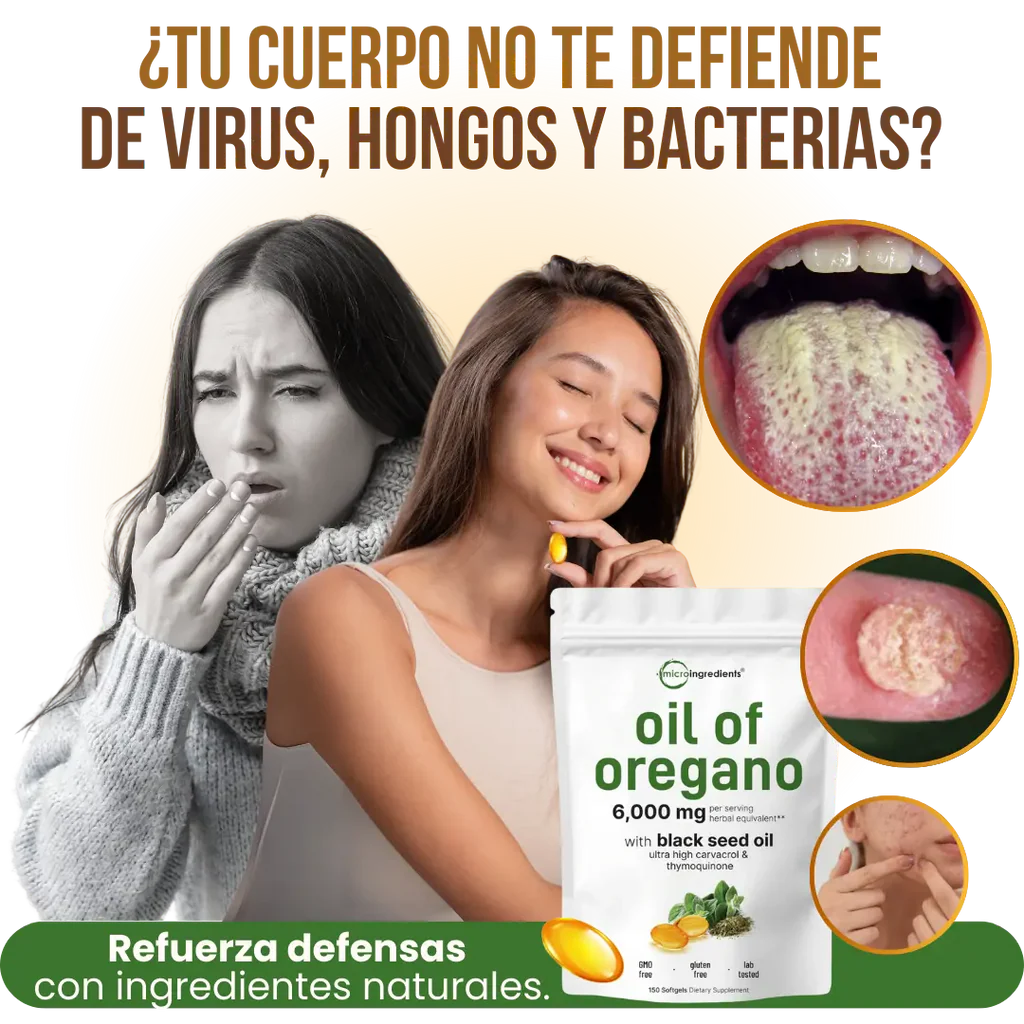 OIL OF OREGANO™: Cápsulas Vegetales con Orégano y Semilla Negra para Apoyo Inmune y Antioxidante