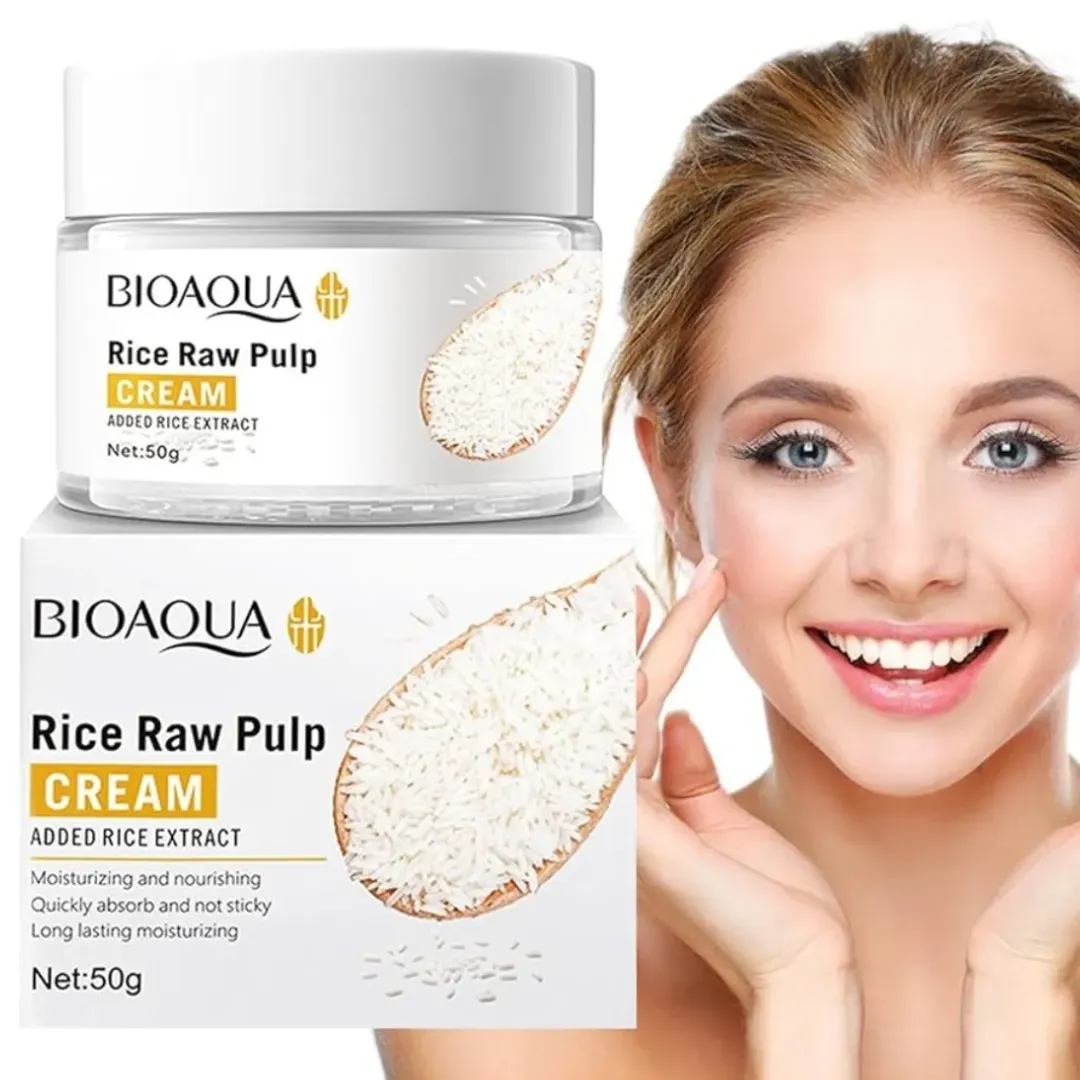50%OFF 2x1: BIOAQUA RICE GLOW™ :Crema facial nocturna con extracto de arroz que hidrata profundamente y deja la piel suave y luminosa.