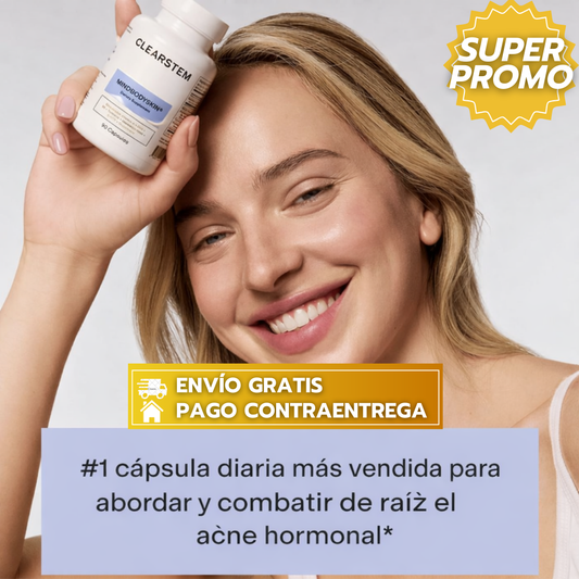 50%OFF- MINDBODYSKIN®: Suplemento Natural Antiacné que Equilibra Hormonas, Mejora la Digestión y Desintoxica la Piel desde Adentro.