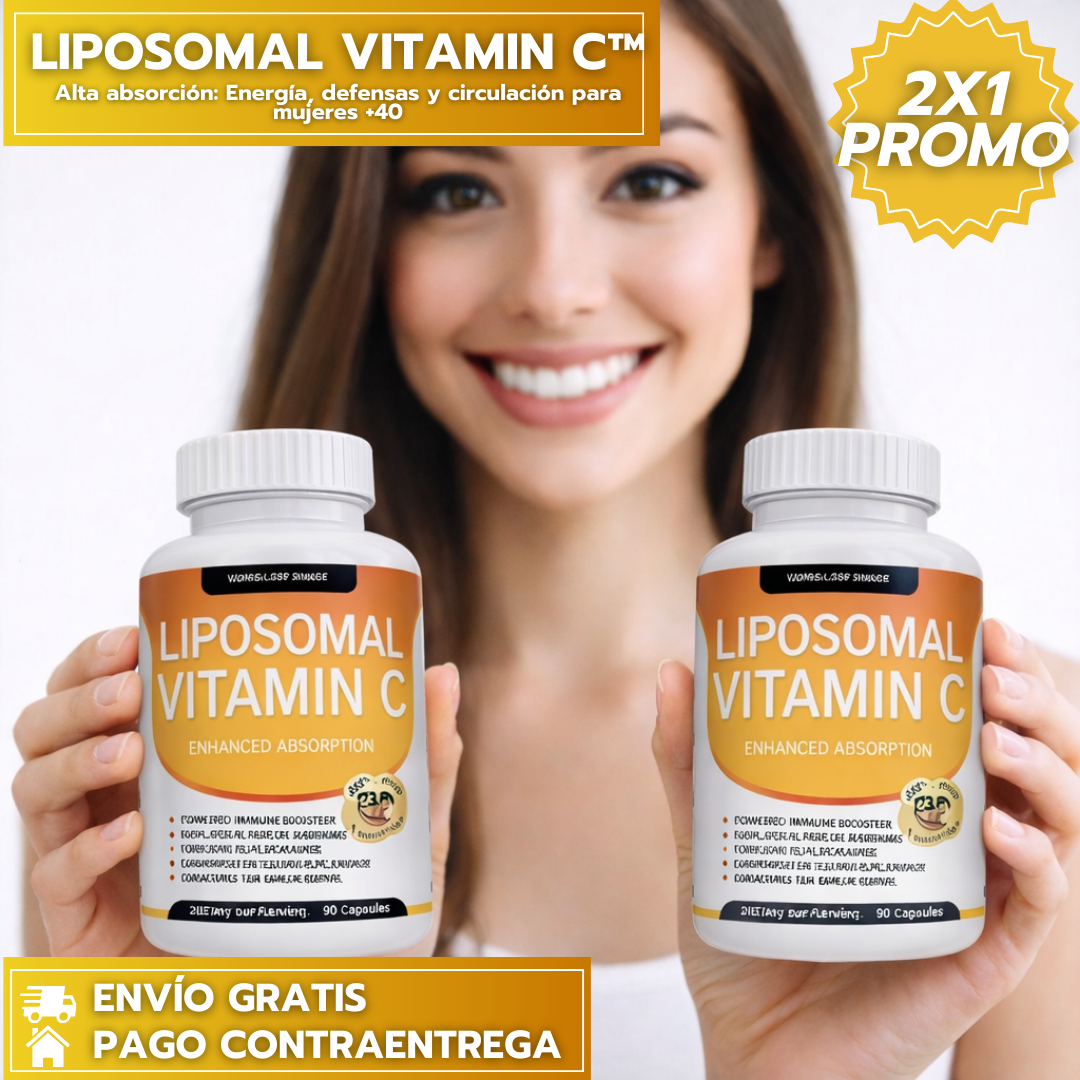 50%OFF 2X1 LIPOSOMAL VITAMIN C™. Alta absorción: Energía, defensas y circulación para mujeres +40