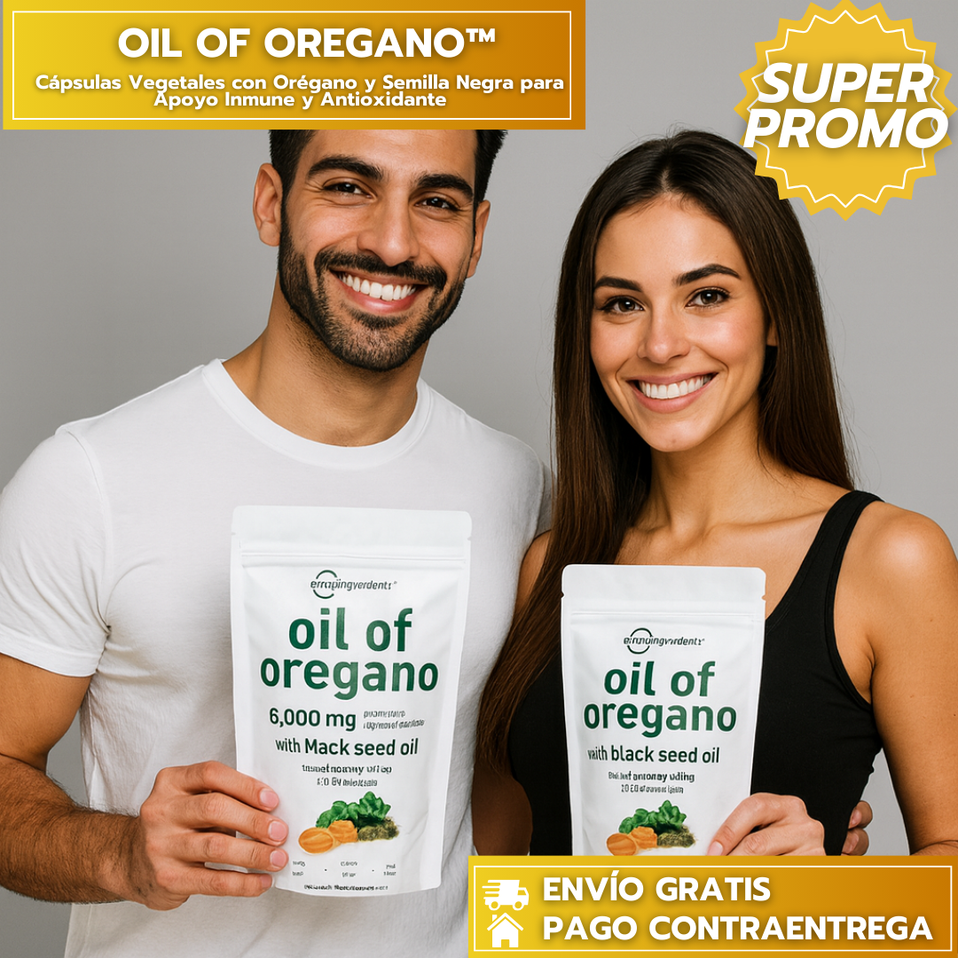 OIL OF OREGANO™: Cápsulas Vegetales con Orégano y Semilla Negra para Apoyo Inmune y Antioxidante
